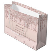 誕生日バラ金ゴールド赤面グリッターモノグラムイニシャル ラージペーパーバッグ (正面アングル)