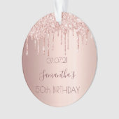 誕生日バラ金ゴールド赤面グリッター オーナメント (正面)