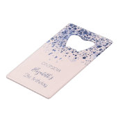 誕生日バラ金ゴールド赤面ネイビーブルーグリッター名 クレジットカード栓抜き (裏面アングル)