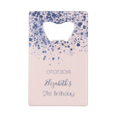 誕生日バラ金ゴールド赤面ネイビーブルーグリッター名 クレジットカード栓抜き (裏面)