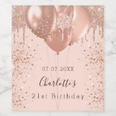 誕生日バラ金ゴールド赤面ピンクバルーンおもしろい ワインラベル (シングルラベル)