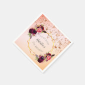 誕生日バラ金ゴールド赤面ピンク幾何学モノグラム スタンダードカクテルナプキン (角)