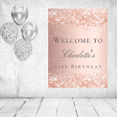 誕生日バラ金ゴールド赤面ピンク歓迎 ポスター