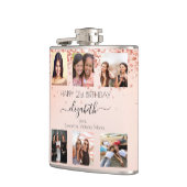 誕生日バラ金ゴールド赤面フォトコラージュの友だち フラスク (左)