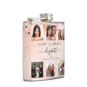 誕生日バラ金ゴールド赤面フォトコラージュの友だち フラスク (右)