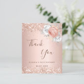 誕生日バラ金ゴールド赤面フローラサンキューカード (スタンド正面)