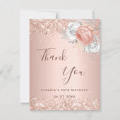 誕生日バラ金ゴールド赤面フローラ サンキューカード (正面)