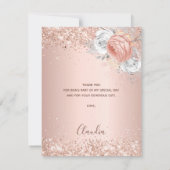 誕生日バラ金ゴールド赤面フローラ サンキューカード (裏面)