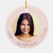 誕生日バラ金ゴールド赤面写真 セラミックオーナメント (裏面)