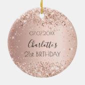 誕生日バラ金ゴールド赤面名 セラミックオーナメント (裏面)