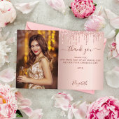 誕生日バラ金ゴールド赤面滴下写真 サンキューカード