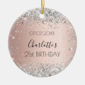 誕生日バラ金ゴールド赤面銀グリッター友達 セラミックオーナメント (正面)