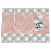 誕生日バラ金ゴールド銀グリッターグラマラス ラージペーパーバッグ (正面)