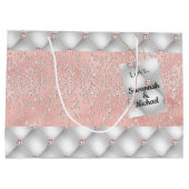 誕生日バラ金ゴールド銀グリッターグラマラス ラージペーパーバッグ (裏面)
