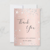 誕生日バラ金ゴールド銀グリッターダストスクリプト サンキューカード (正面)