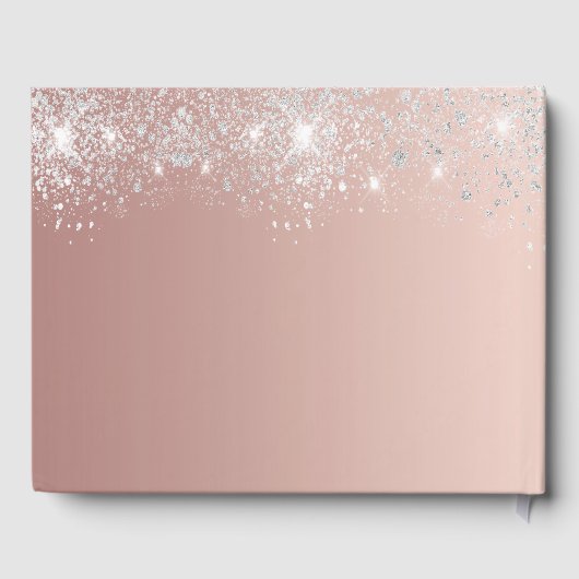 誕生日バラ金ゴールド銀グリッターダストモノグラム ゲストブック (裏面)