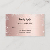 誕生日バラ金ゴールド銀グリッターパーティーRSVP エンクロージャーカード (正面)