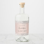 誕生日バラ金ゴールド銀グリッター名エレガント リキュールボトルラベル (正面)