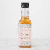 誕生日バラ金ゴールド銀グリッター名エレガント リキュールボトルラベル (正面)