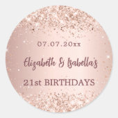 誕生日バラ金ゴールド2人2名 ラウンドシール (正面)