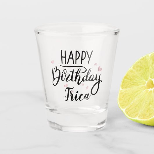 誕生日バラ金ゴールド ショットグラス (正面)