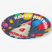 誕生日バルーンおもしろいチキンポスター ペーパープレート (アングル)