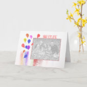 誕生日バルーンお祝い写真テンプレート カード (黄色い花)