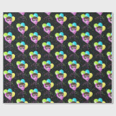 誕生日バルーンとアビエーターのグリッター ラッピングペーパー (フラット)