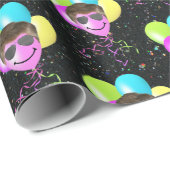 誕生日バルーンとアビエーターのグリッター ラッピングペーパー (ロールコーナー)