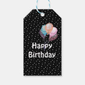 誕生日バルーンとドット ギフトタグ (正面)
