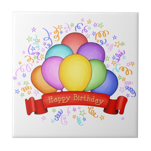 誕生日バルーンとバナータイルとトライベット タイル (正面)