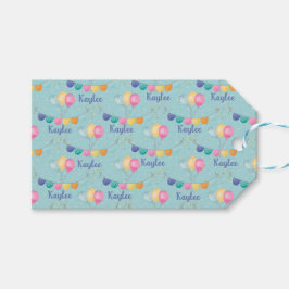 誕生日バルーンと星オンブルー ギフトタグ