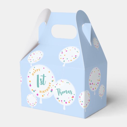 誕生日バルーンのカスタマイズ可能なお気に入りボックス青 フェイバーボックス (正面サイド)