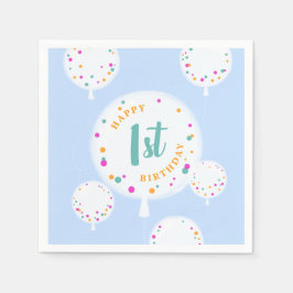 誕生日バルーンのカスタマイズ可能なナプキンブルー スタンダードカクテルナプキン