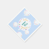 誕生日バルーンのカスタマイズ可能なナプキンブルー スタンダードカクテルナプキン (角)