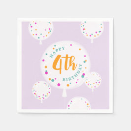誕生日バルーンのカスタマイズ可能なナプキン薄紫 スタンダードカクテルナプキン