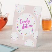 誕生日バルーンのカスタマイズ可能なペデスタルサインピンク 台座サイン (インサイチュ)