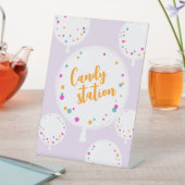 誕生日バルーンのカスタマイズ可能なペデスタル標識薄紫 台座サイン (インサイチュ)