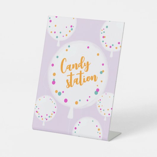 誕生日バルーンのカスタマイズ可能なペデスタル標識薄紫 台座サイン (正面)