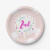誕生日バルーンのカスタマイズ可能な紙プレートピンク ペーパープレート (正面)