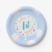 誕生日バルーンのカスタマイズ可能な紙プレート青 ペーパープレート (正面)