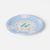 誕生日バルーンのカスタマイズ可能な紙プレート青 ペーパープレート (アングル)