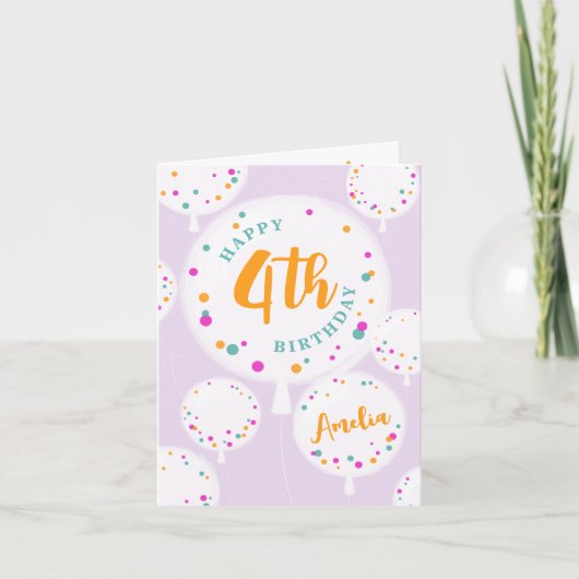 誕生日バルーンのカスタマイズ可能な誕生日カード薄紫 カード (正面)