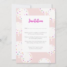 誕生日バルーンのピンクの招待状 招待状