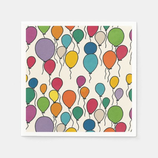 誕生日バルーンの水彩 スタンダードカクテルナプキン (正面)