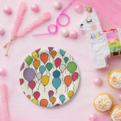 誕生日バルーンの水彩 ペーパープレート (パーティー)