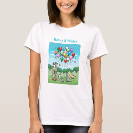 誕生日バルーンを持つ動物たち Tシャツ