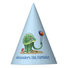 誕生日バルーンを持つ恐竜 パーティーハット