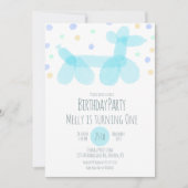 誕生日バルーンアニマルズブルーパステル招待状 招待状 (正面)