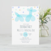 誕生日バルーンアニマルズブルーパステル招待状 招待状 (スタンド正面)